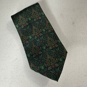 Smithsonian Institution Mens Silk Tie Italy Botanical Damask Navy Green Red